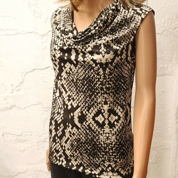 Michael Kors cowl neck slvesless snakeskin blouse - Picture 2 of 11